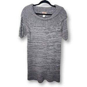 Y2K Mudd Size Large Marled Gray Cowl Neck Soft Knit Cozy Casual Sweater Dress